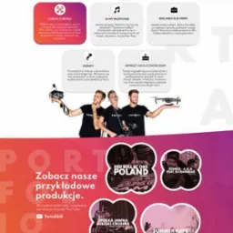 Projekt strony internetowej twinskill.pl z elementami multimedialnymi, prezentujący ofertę firmy, w tym zdjęcia z dronów i relacje z eventów.