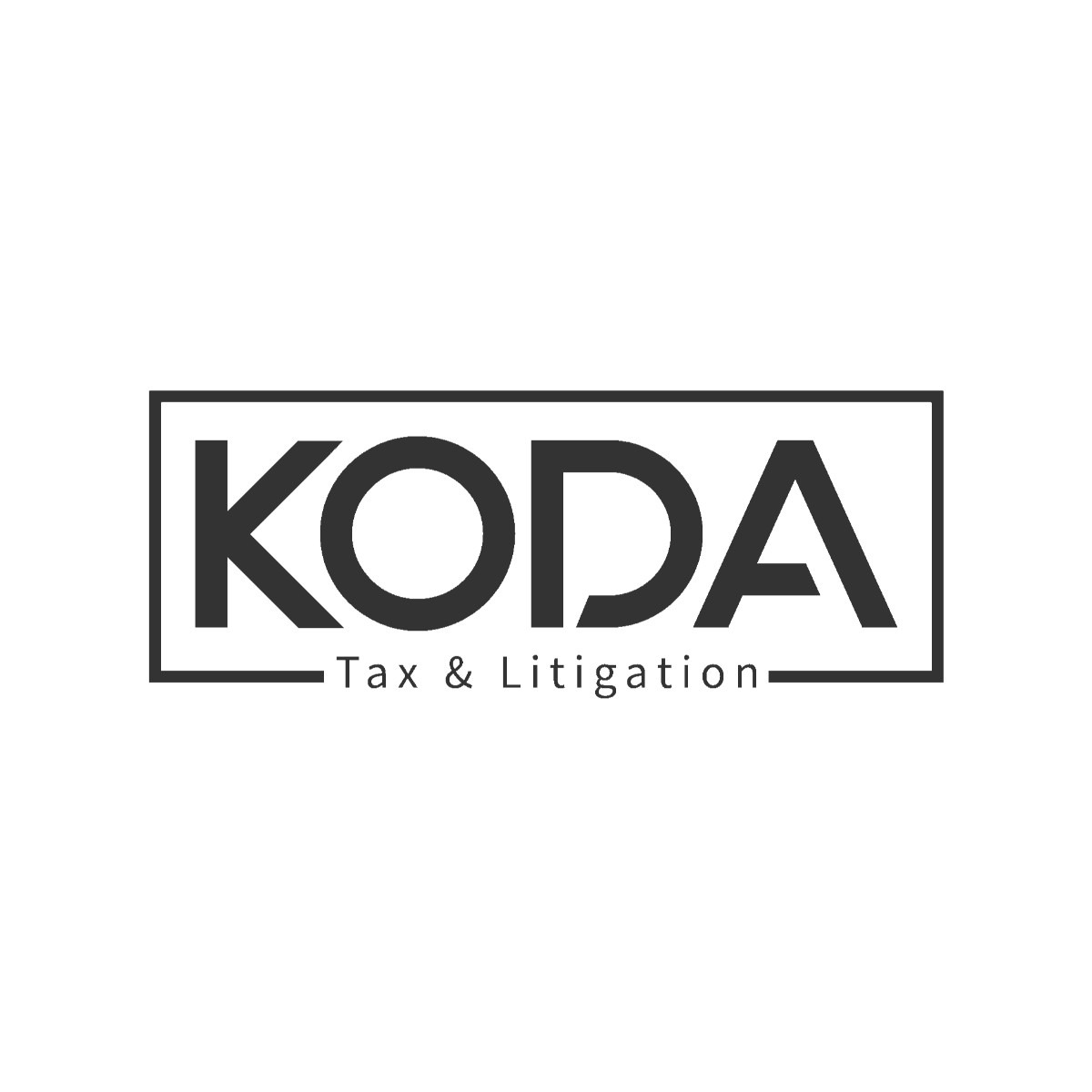 Logo firmy KODA - Tax & Litigation w czarnej ramce na białym tle.