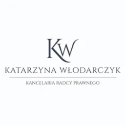 Eleganckie logo Kancelarii Radcy Prawnego Katarzyny Włodarczyk z inicjałami KW w nowoczesnej czcionce.