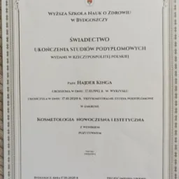Dyplom ukończenia Kosmetologii
