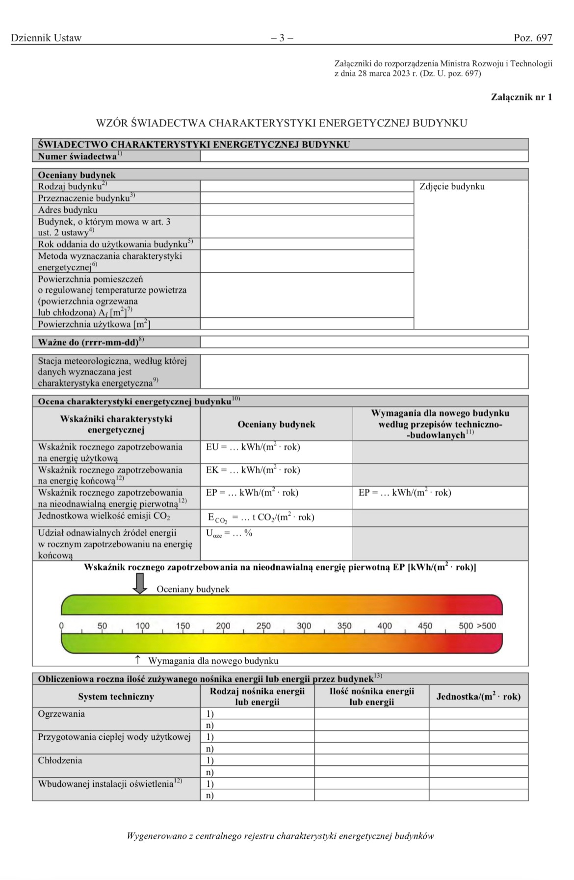 Certyfikat energetyczny, Świadectwo energetyczne, Świadectwo charakterystyki energetycznej