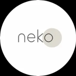 Okrągłe logo N E K O . S T U D I O z Bytomia, architektura wnętrz, minimalistyczny design z szarym akcentem.