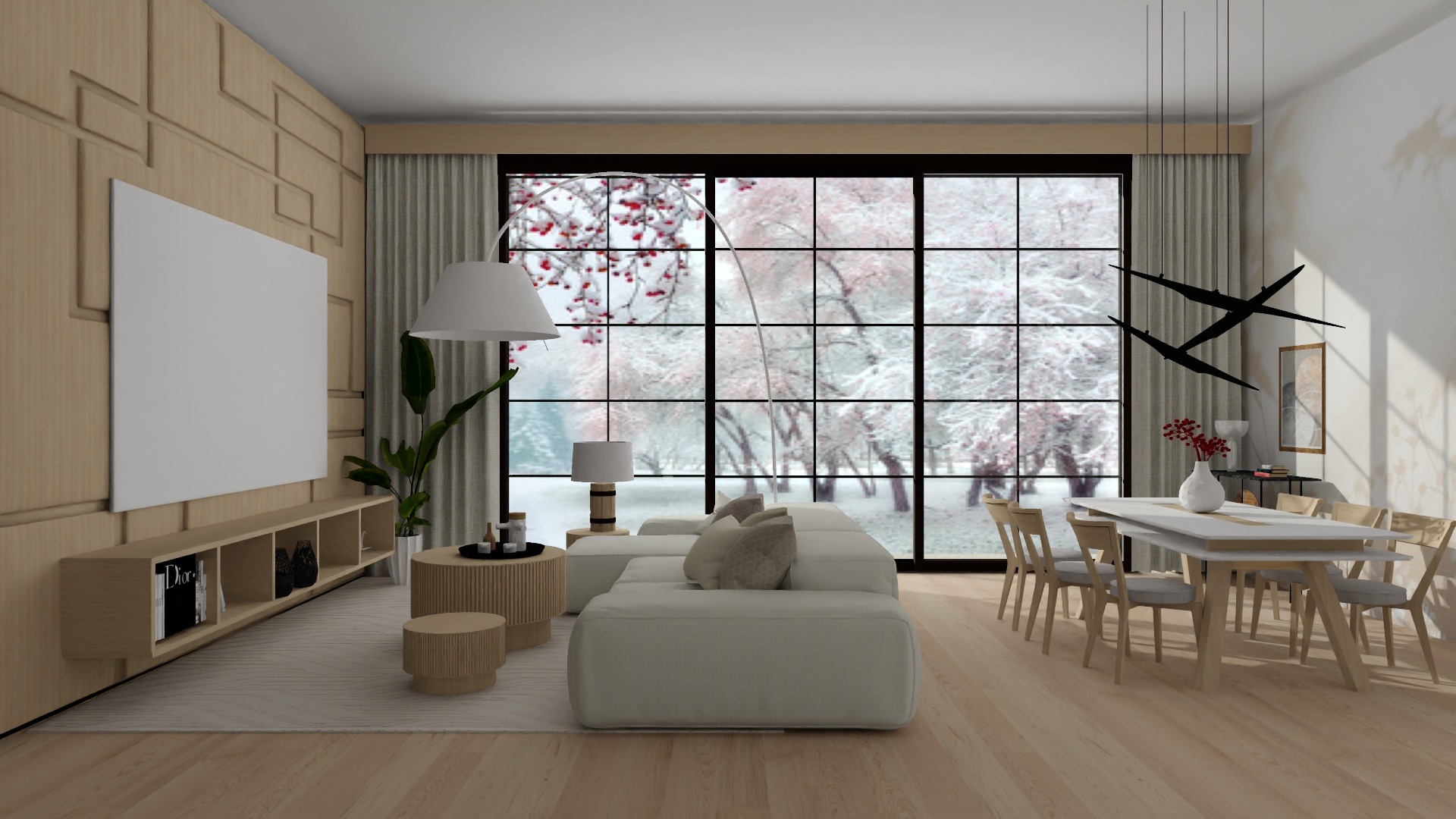 Dom w stylu japandi - salon