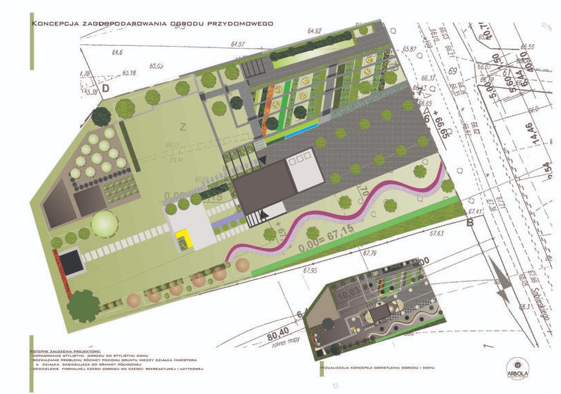 Ogród przydomowy w stylu nowoczesnym, z rozległym ogrodem użytkowym.