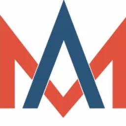 Stylizowane logo przedstawiające nakładające się na siebie litery 'M' i 'A' w kolorach czerwonym i niebieskim, tworzące geometryczny, trójkątny kształt.