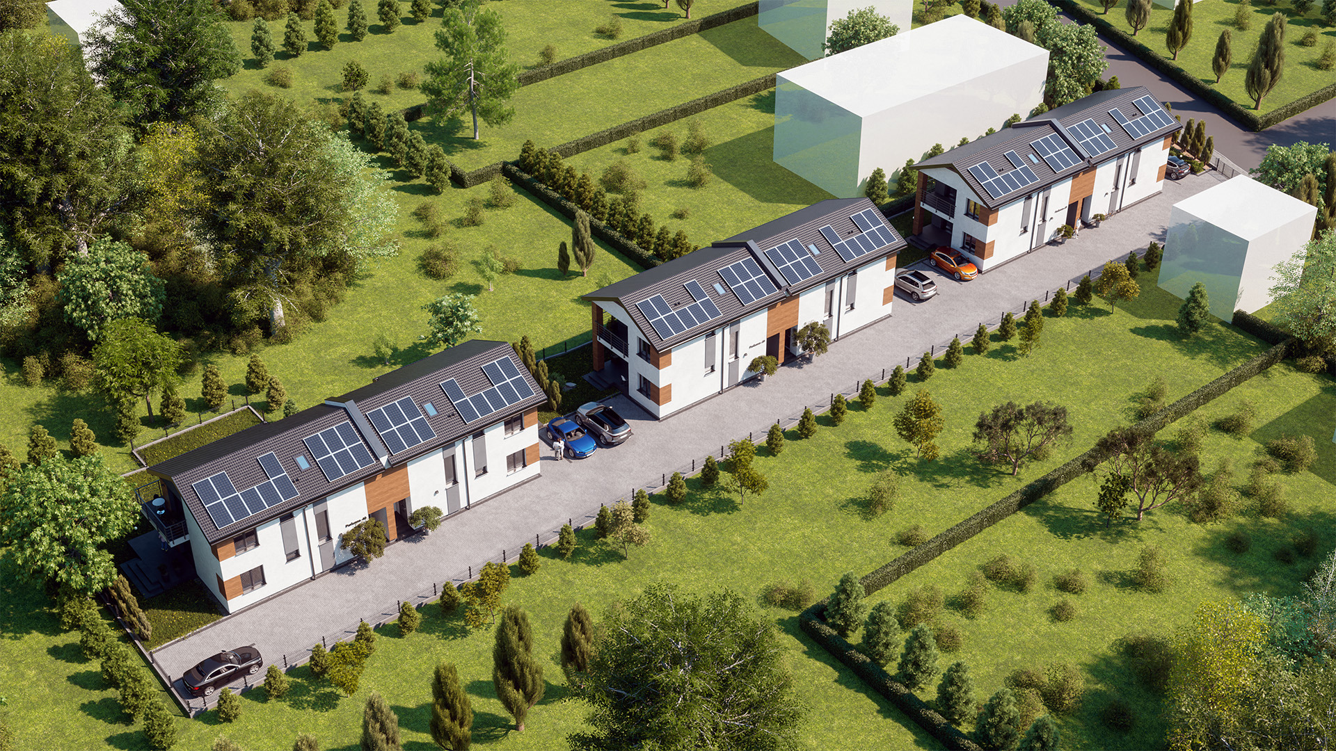 Wizualizacje osiedla - plany z lotu ptaka