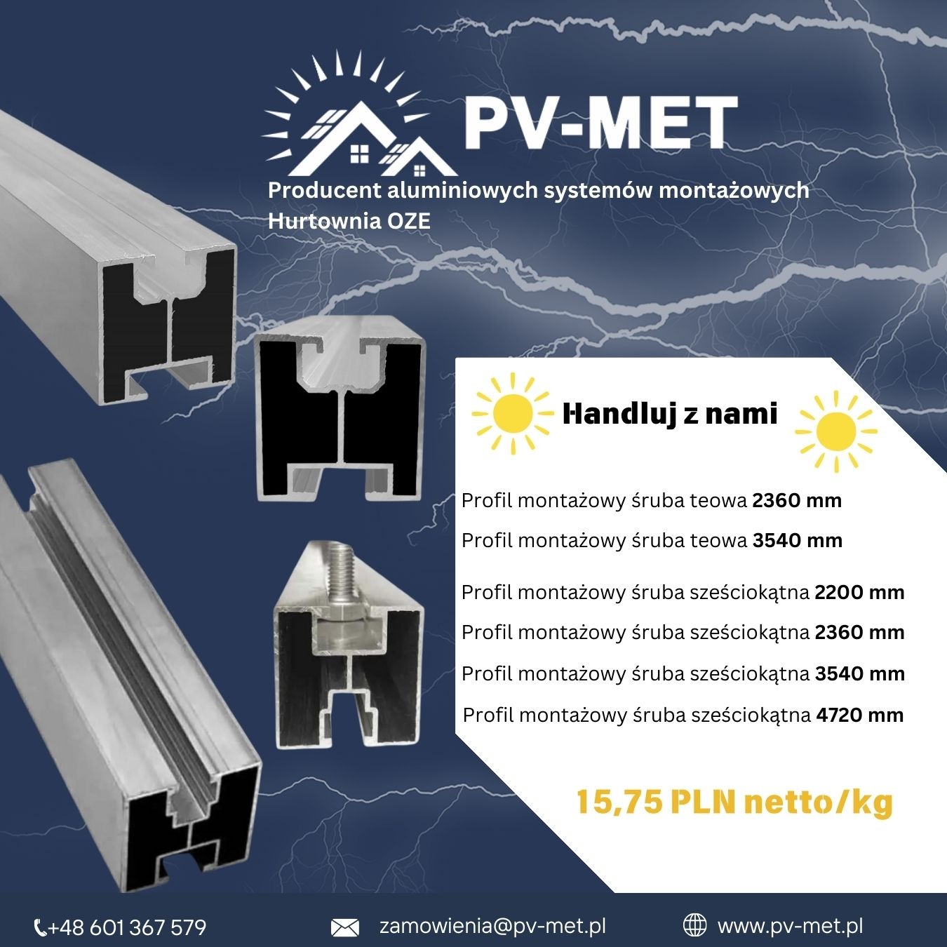 Najlepsze ceny i wybór profili montażowych tylko w PV-MET