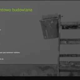 Reklama firmy remontowo-budowlanej MatiasBud z ofertą usług malarskich, szpachlowania, zabudowy płyt g-k, montażu paneli podłogowych i demontażu posadzek, na tle drabiny z wiadrem i narzędziami.
