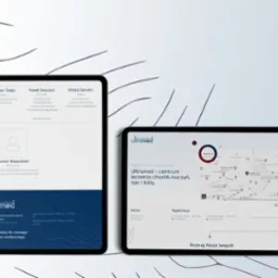 Dwa tablety prezentują stronę internetową centrum medycznego Ultramed, z informacjami o lekarzach specjalistach, mapą dojazdu i danymi kontaktowymi.
