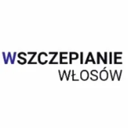 Napis 'WSZCZEPIANIE WŁOSÓW' na białym tle, z literą 'W' w kolorze niebieskim.