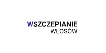 Napis 'WSZCZEPIANIE WŁOSÓW' na białym tle, z literą 'W' w kolorze niebieskim.