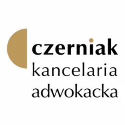 Logo kancelarii adwokackiej: złoty półokrąg, nazwa 'czerniak', napis 'kancelaria adwokacka' poniżej.