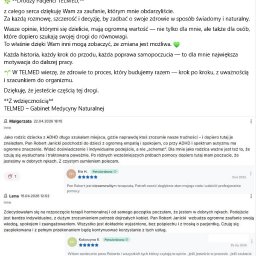 TELMED SPÓŁKA Z OGRANICZONĄ ODPOWIEDZIALNOŚCIĄ - Opinie pacjentów o gabinecie medycyny naturalnej Telmed w Kaliszu. Pozytywne recenzje podkreślają indywidualne podejście i skuteczność terapii.