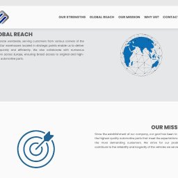 NWAGNER Investments & Technologies sp. z o. o. - Fragment strony internetowej z nagłówkami 'Global Reach' i 'Our Mission' oraz grafikami globu i tarczy z strzałą, prezentujący ofertę firmy.