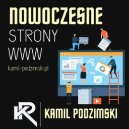 Ilustracja koncepcji tworzenia nowoczesnej strony internetowej w Zabrzu, z postaciami pracującymi nad elementami strony, takimi jak wykresy, tekst i interfejs użytkownika.