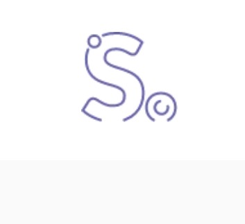 Stylizowana litera S w kolorze liliowym na białym tle, element identyfikacji wizualnej.