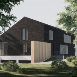 Rozbudowa istniejącego domu do formy atrialnej.  Projekt powstał przy współpracy z LOGOS Architekci