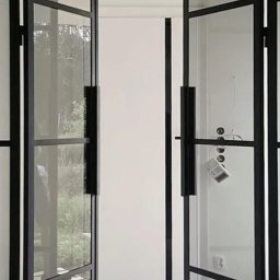 Drzwi loftowe podwójne z grafitowym szkłem GDEL