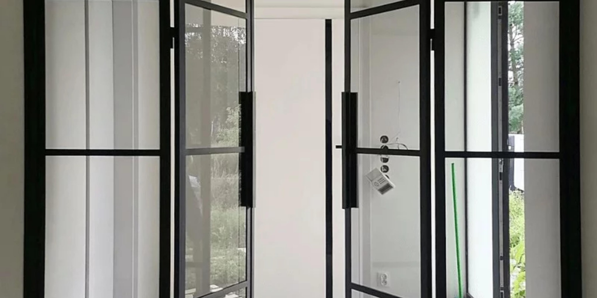 Drzwi loftowe podwójne z grafitowym szkłem GDEL