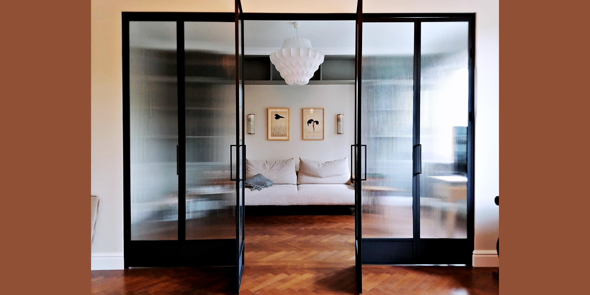 Drzwi loftowe z ryflowanym szkłem GDEL