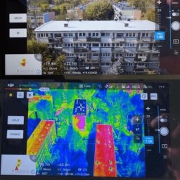 Porównanie temperatur kamerą termowizyjną po naniesieniu na dach Bauter Roof