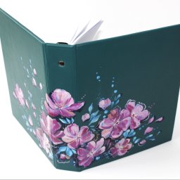 Skórzany organizer z ręcznie malowaną okładką, system ringowy A5, notesy i kieszonki na wizytówki i dokumenty. Notesy i organizery PIMAX, wyjątkowe prezenty.