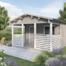 Projekt CM207- klasyczny domek letniskowy z dwuspadowym dachem i zadaszonym tarasem