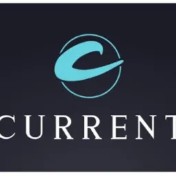 Logo firmy 'CURRENT' z stylizowaną literą 'C' w turkusowym okręgu na ciemnym tle.