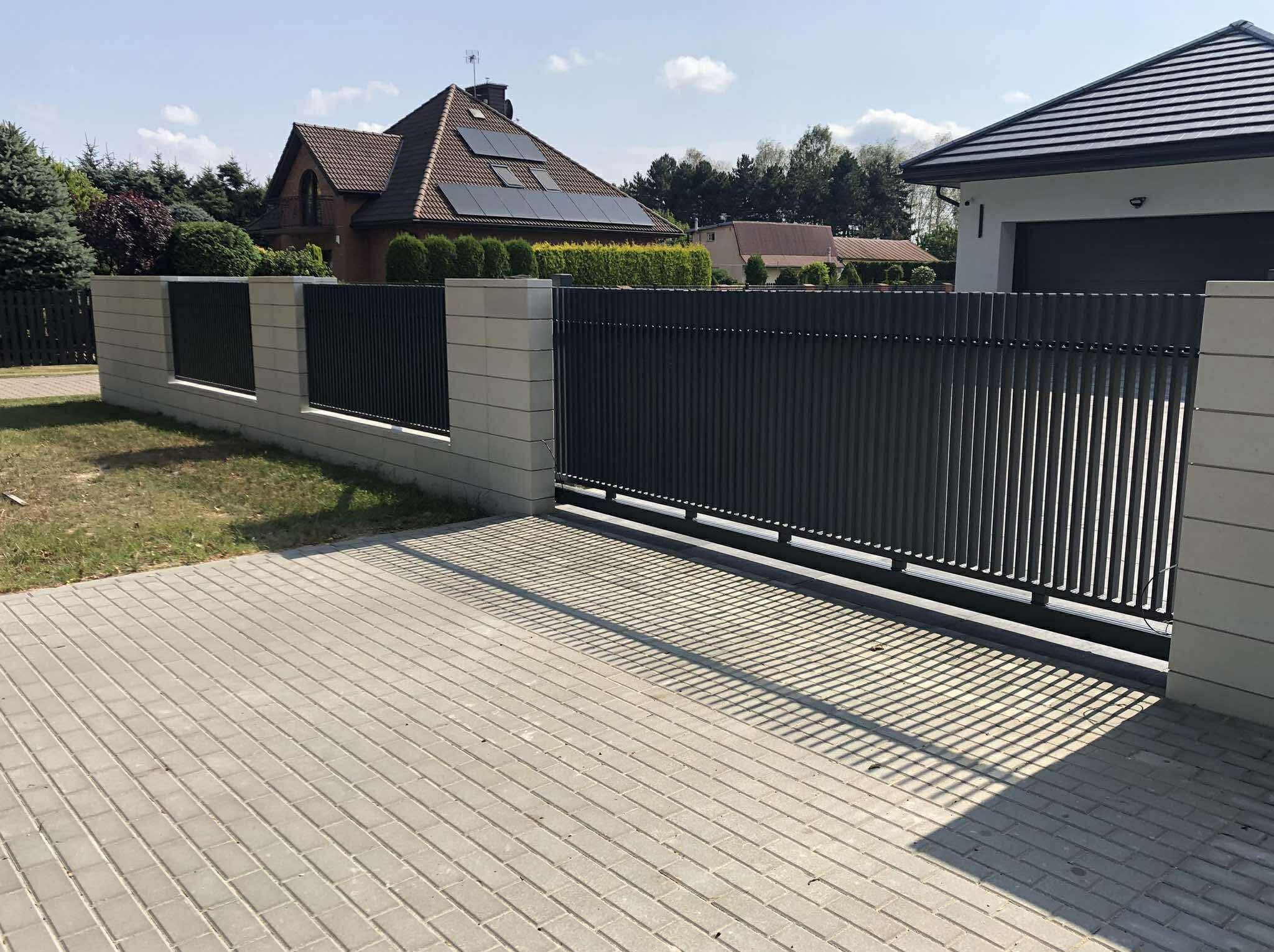 ogrodzenie palisadowe aluminiowe , brama przesuwna