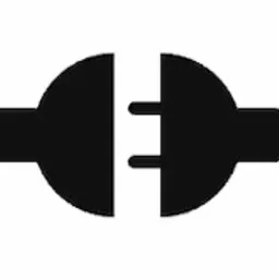 Czarno-biała grafika wektora przedstawiająca rozłączoną wtyczkę elektryczną, symbolizującą brak połączenia lub integracji.