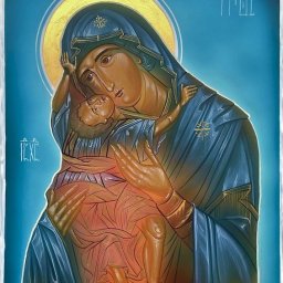 Współczesna ikona Kardiotissa. Wykonana tradycyjną techniką tempery ale na współczesny sposób.