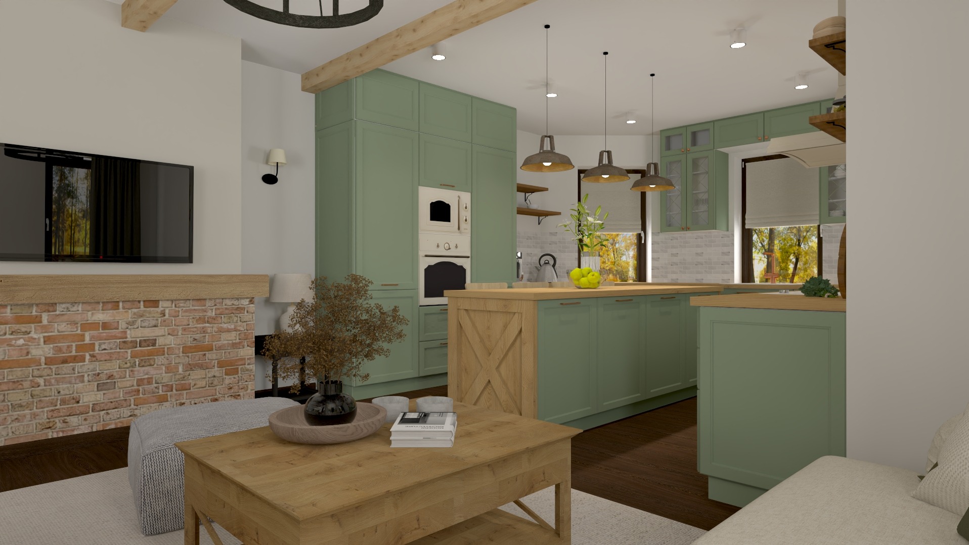 Farmhouse zielona kuchnia