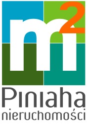 Logo agencji nieruchomości Piniata z Warszawy, przedstawiające białe 'm2' z pomarańczową dwójką w prawym górnym rogu, umieszczone na zielono-niebieskim tle.