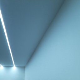 sufit podwieszany z dwoma wbudowanymi w płaszczyznę listwami LED