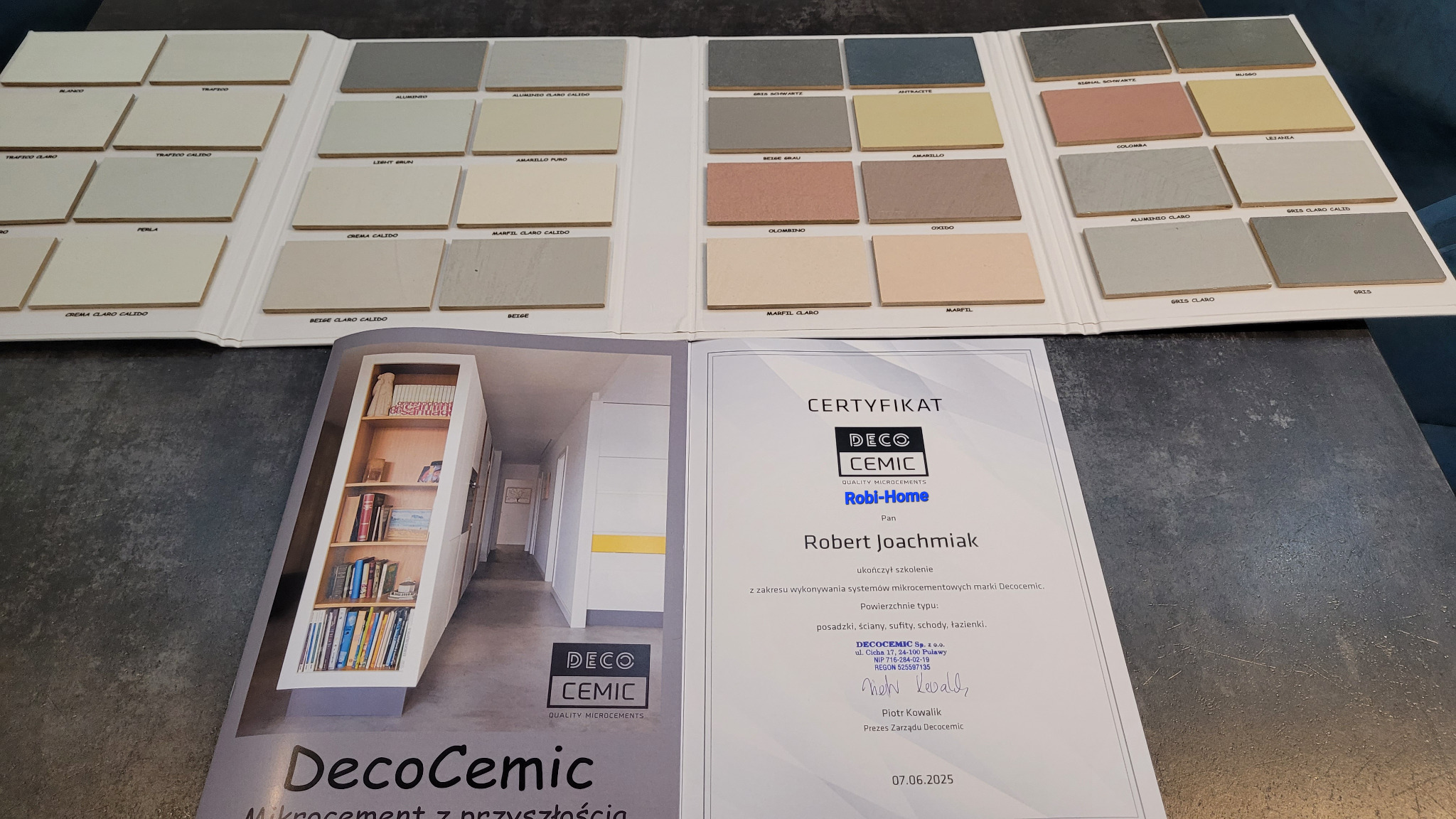 Certyfikat wykonywania żywic epoksydowych mikrocement kamienny dywan