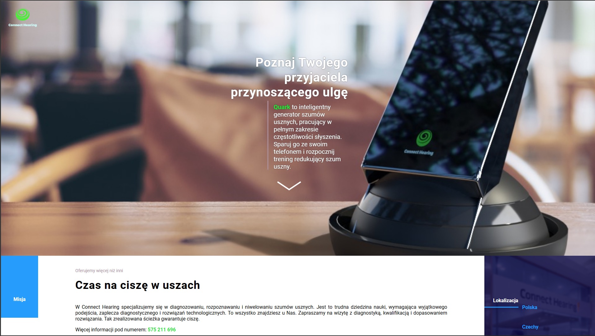 Realizacja strony ofertowej dla firmy sprzedającej sprzęt poprawiający słuch.