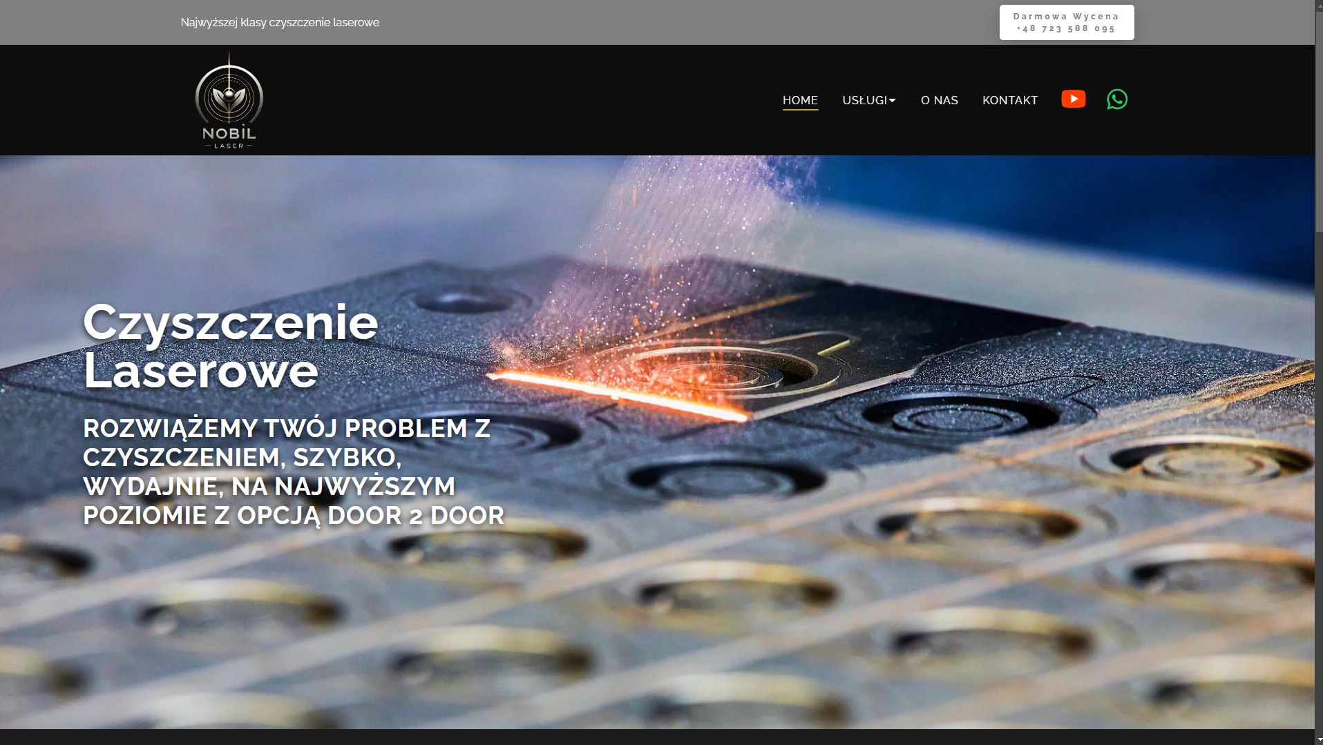 Realizacja strony ofertowej dla firmy zajmującej się czyszczeniem laserowym