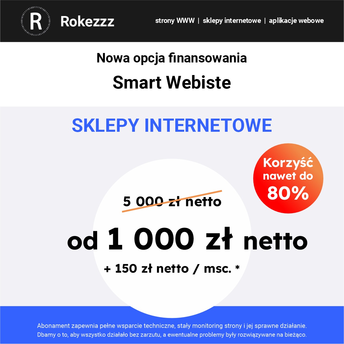 Skorzystaj z promocyjnego finansowania Smart Website i stwórz swój wymarzony sklep internetowy z korzyścią nawet do 80%!