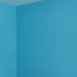 Świeżo pomalowane na błękitno ściany w rogu pokoju, z widocznymi gniazdkami elektrycznymi bez osłon i fragmentem ościeżnicy drzwiowej w trakcie remontu.