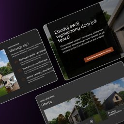 Agencja Tworzenia Stron Internetowych YetiWeb Olaf Orlikowski - Prezentacja oferty budowy domów modułowych na stronie internetowej. Układ graficzny z wizualizacjami domów i wezwaniem do działania.