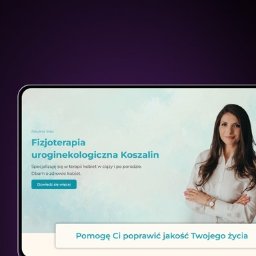 Agencja Tworzenia Stron Internetowych YetiWeb Olaf Orlikowski - Strona internetowa fizjoterapeutki uroginekologicznej z Koszalina na ekranie tabletu. Profesjonalny wizerunek i jasny przekaz o specjalizacji w terapii kobiet.