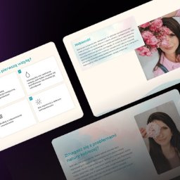 Agencja Tworzenia Stron Internetowych YetiWeb Olaf Orlikowski - Układ trzech ekranów z treścią o kobiecości i przygotowaniu do wizyty, z portretami kobiet z kwiatami. Pastelowa kolorystyka, nowoczesny design.