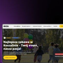 Agencja Tworzenia Stron Internetowych YetiWeb Olaf Orlikowski - Strona internetowa firmy eventowej 'IBIZA' z Koszalina. Dzieci bawią się na tle zieleni, kolorowe balony. Ocena 5 gwiazdek w Google. Zobacz naszą ofertę.