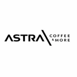 Logo firmy Astra Coffee & More, czarne litery na białym tle.