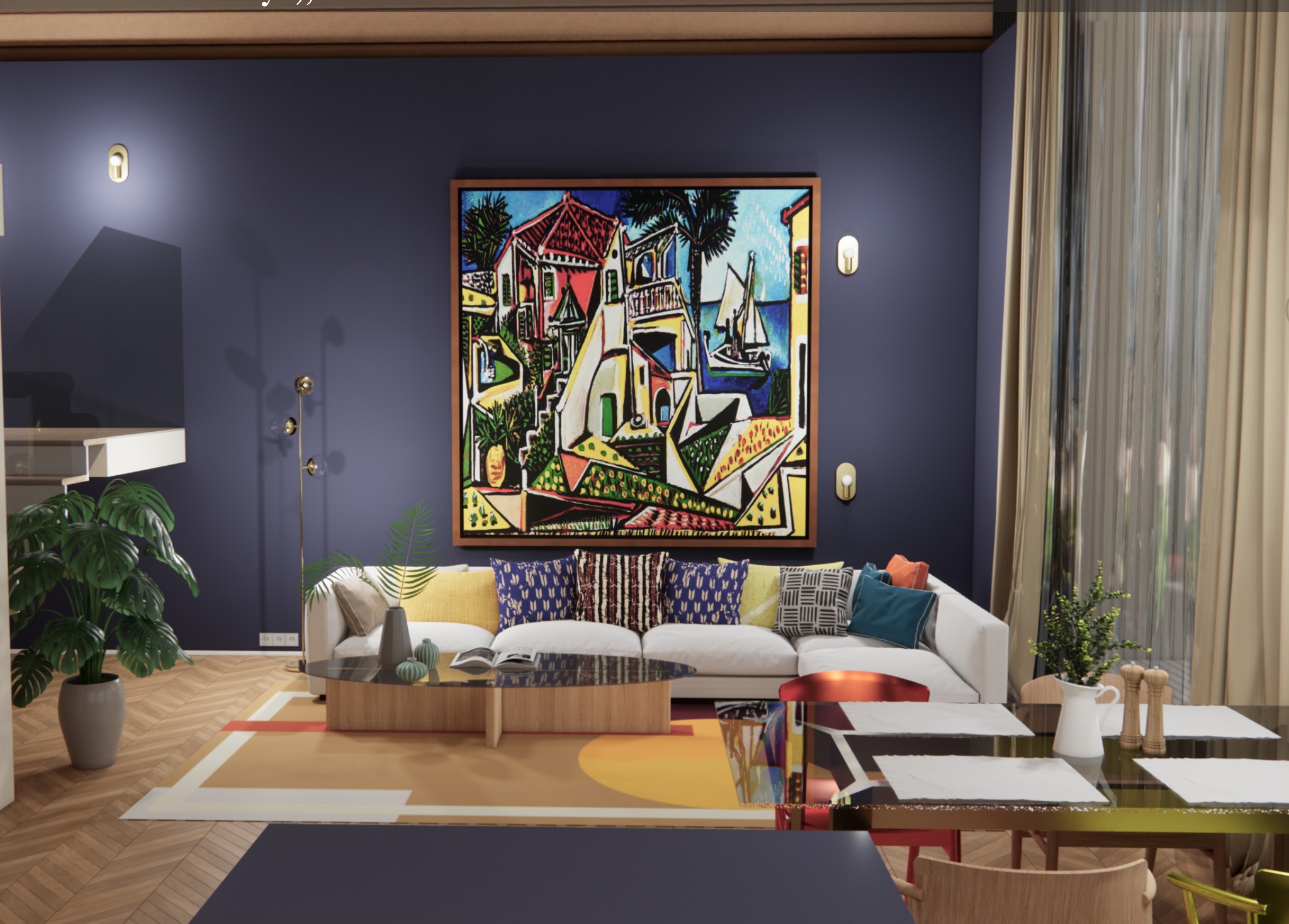 Praca dyplomowa na kierunku Projektowanie Wnętrz, pt: Domek letniskowy 'Pablo Picasso'