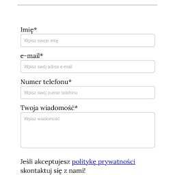 Formularz kontaktowy w standardowym pakiecie!