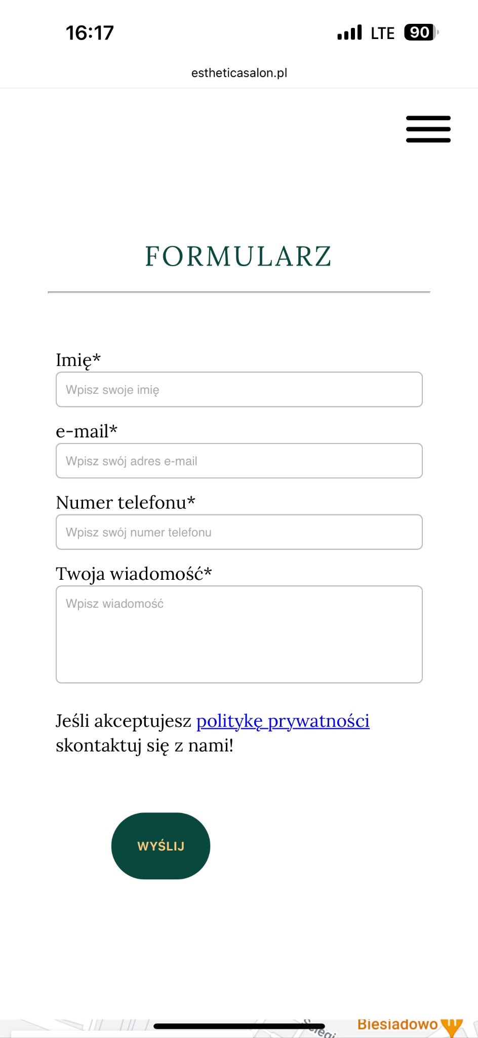 Formularz kontaktowy w standardowym pakiecie!