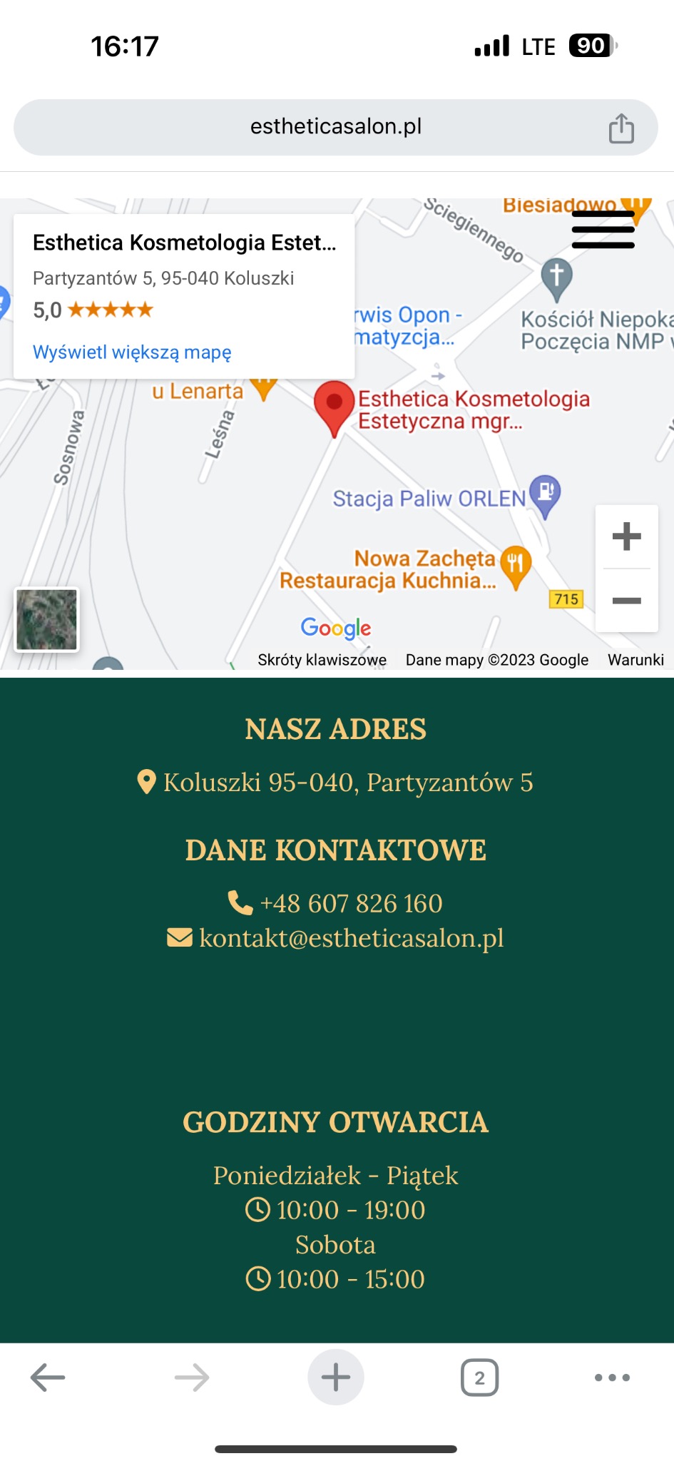 Zawsze również zamieszczam mapkę w stopce strony internetowej.