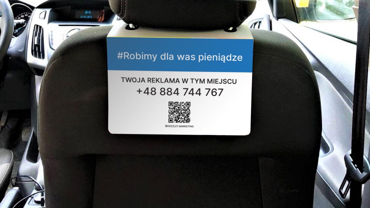 wysokiej jakości reklama wewnętrzna na siedzeniach pasażerskich taksówek
