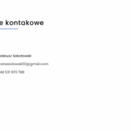 Minimalistyczna wizytówka z czarnymi ikonami i danymi kontaktowymi: imię, adres e-mail i numer telefonu, na białym tle.